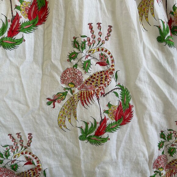 Ros Garden Womens XL White & Multicolor Peacock Print Dress With Flutter Sleeves - Picture 4 of 11